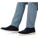 Manfield - Enkellaarsjes - Donkerblauw - Suède - Platte Zool