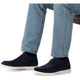 Manfield - Enkellaarsjes - Donkerblauw - Suède - Platte Zool