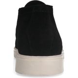 Manfield - Enkelboots - Zwart - Suède - Platte Zool - Leer Voering