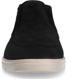 Manfield - Enkelboots - Zwart - Suède - Platte Zool - Leer Voering
