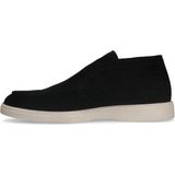 Manfield - Enkelboots - Zwart - Suède - Platte Zool - Leer Voering