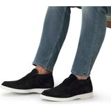 Manfield - Enkelboots - Zwart - Suède - Platte Zool - Leer Voering