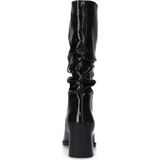 Manfield - Dames - Zwarte leren laklaarzen met hak