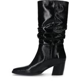 Manfield - Dames - Zwarte leren laklaarzen met hak