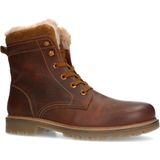 Manfield - Heren - Cognac leren boots met imitatiebond