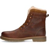 Manfield - Heren - Cognac leren boots met imitatiebond