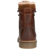 Manfield - Heren - Cognac leren boots met imitatiebond