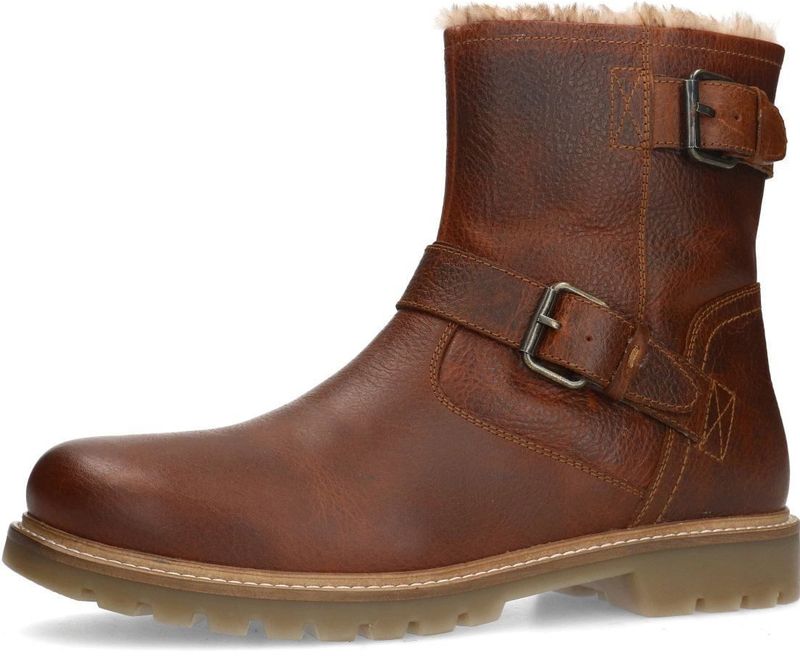 Manfield - Heren - Cognac Leren Boots - Leren - Met Gespjes en Ritssluiting