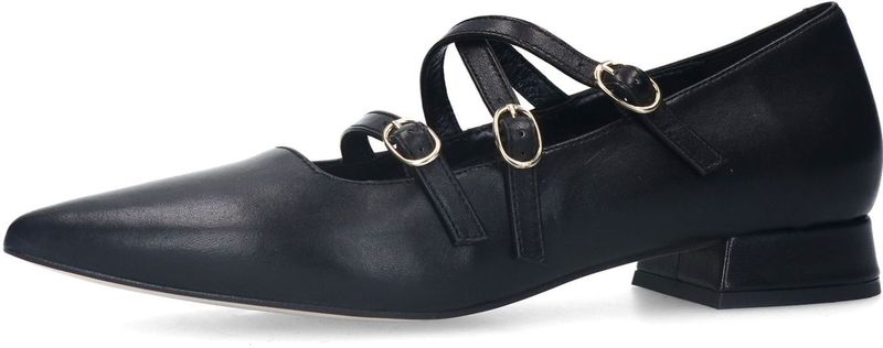 Manfield - Loafers - Zwart - Leer - Gespsluiting