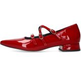 Manfield - Rode Lakleren Loafers - Hak 2 cm - 3 Bandjes met Gespsluiting