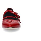 Manfield - Rode Lakleren Loafers - Hak 2 cm - 3 Bandjes met Gespsluiting