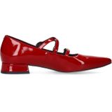 Manfield - Rode Lakleren Loafers - Hak 2 cm - 3 Bandjes met Gespsluiting