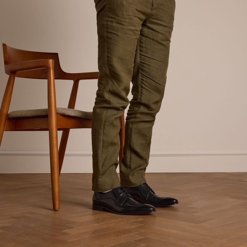 Manfield - Veterschoenen - Zwart - Leer