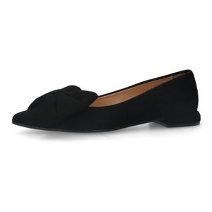 Manfield - Zwarte Suède Loafers - Ballerina's - Strikdetail