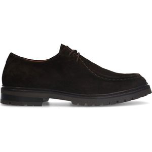 Manfield - Heren - Bruine Suède Veterschoenen - Suède - Dikke Zool 3 cm