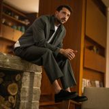 Manfield - Heren - Navy - Suède Veterschoenen - Dikke Zool 3 cm