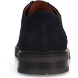 Manfield - Heren - Navy - Suède Veterschoenen - Dikke Zool 3 cm