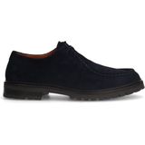 Manfield - Heren - Navy - Suède Veterschoenen - Dikke Zool 3 cm