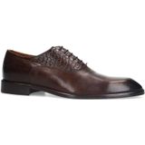Manfield - Leren Veterschoenen - Bruin - Leer - Croco Details