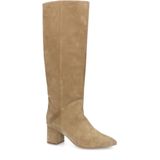 Manfield - Dames - Hoge Laarzen - Beige - Suède