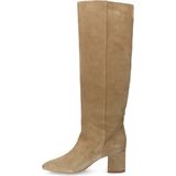 Manfield - Dames - Hoge Laarzen - Beige - Suède
