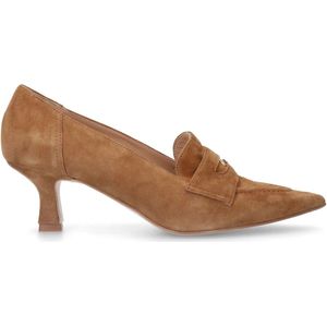 Manfield - Suède Pumps - Cognac - Bovenwerk Suède - Voering Leer