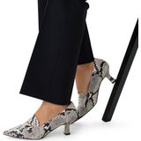 Manfield Grijze Leren Pumps met Slangenprint