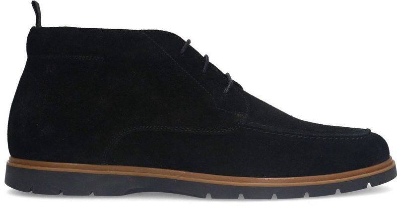 Manfield - Veterschoenen - Zwart - Suède - Leer