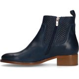 Manfield - Enkellaarsjes - Donkerblauw - Leer