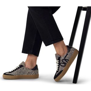 Manfield - Suède Sneakers - Zwart - Bovenwerk van Suède met Panterprint