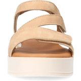 Manfield - Beige Suède Sandalen - Plateauzool - Klittenbandsluitingen