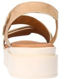 Manfield - Beige Suède Sandalen - Plateauzool - Klittenbandsluitingen