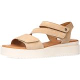 Manfield - Beige Suède Sandalen - Plateauzool - Klittenbandsluitingen