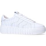 Manfield - Leren Sneakers - Wit - Leer - Croco Details