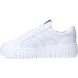 Manfield - Leren Sneakers - Wit - Leer - Croco Details