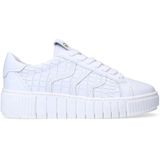 Manfield - Leren Sneakers - Wit - Leer - Croco Details