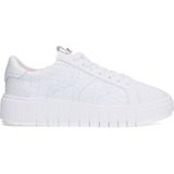 Manfield - Leren Sneakers - Wit - Leer - Croco Details