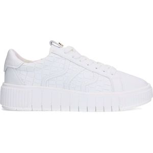 Manfield - Leren Sneakers - Wit - Leer - Croco Details
