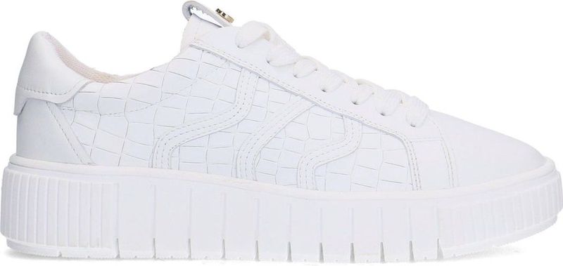 Manfield - Leren Sneakers - Wit - Leer - Croco Details