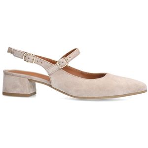 Manfield - Beige Slingback Pumps - Suède - Met Memory Foam Voetbed