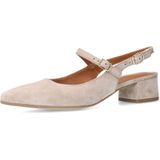 Manfield - Beige Slingback Pumps - Suède - Met Memory Foam Voetbed
