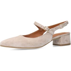 Manfield - Beige Slingback Pumps - Suède - Met Memory Foam Voetbed