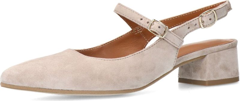 Manfield - Beige Slingback Pumps - Suède - Met Memory Foam Voetbed