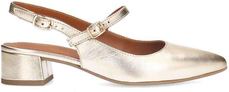 Manfield - Slingback Pumps - Geel - Goud - Leer