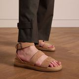 Manfield - Sandalen - Beige - Suède - Memory Foam - Enkelband