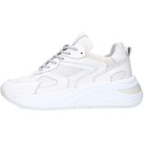 Manfield - Sneakers - Wit - Leer - Zilveren Details