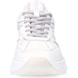 Manfield - Sneakers - Wit - Leer - Zilveren Details