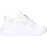 Manfield - Sneakers - Wit - Leer - Zilveren Details