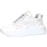 Manfield - Sneakers - Wit - Leer - Zilveren Details