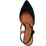 Manfield - Zwarte Slingback Pumps - Suède - Blokhak 6 cm